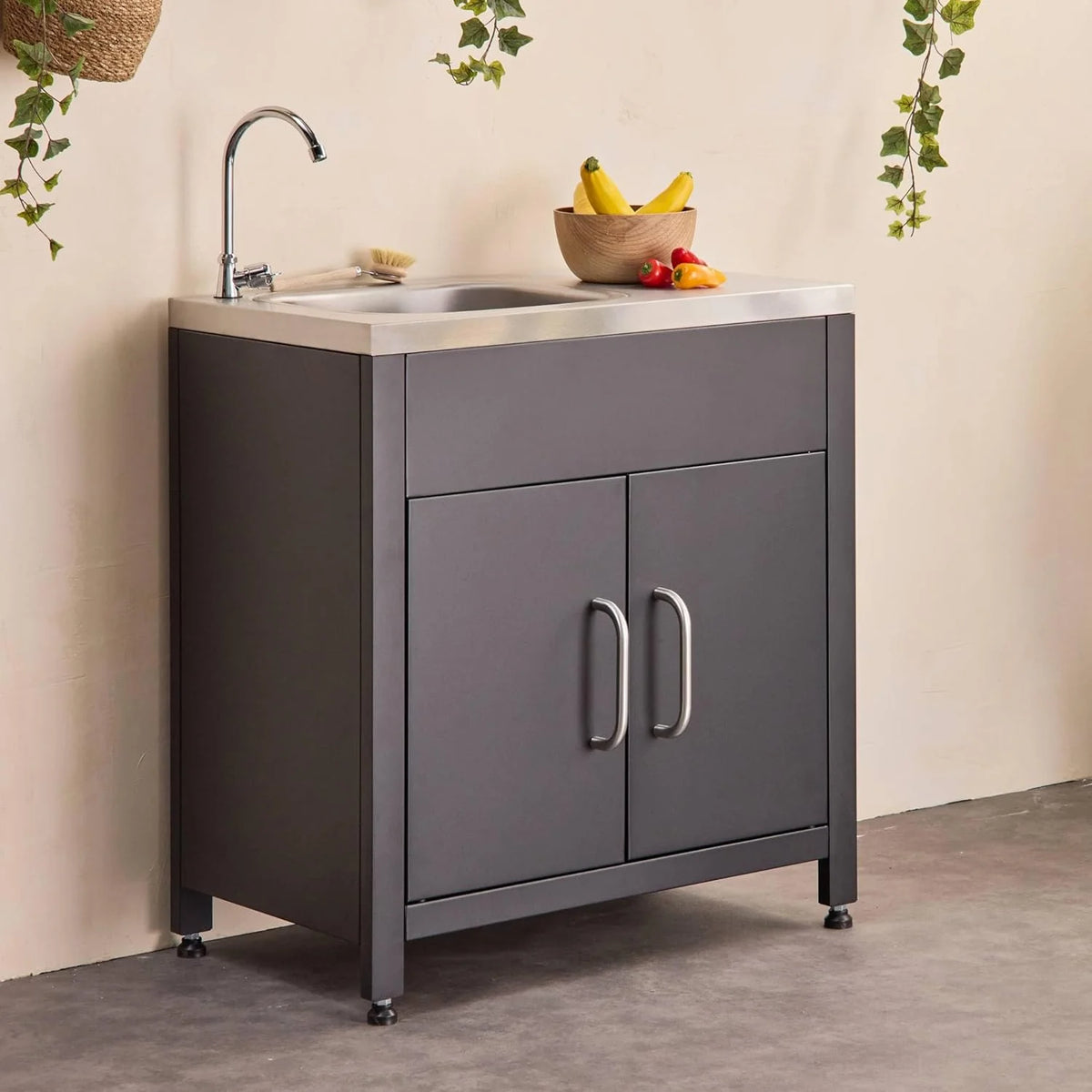 sweeek - Meuble de Cuisine extérieure en Acier avec évier L80cm