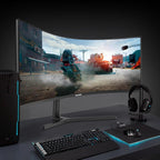 Gawfolk Écran PC Ultra Large 34 Pouces 1000R incurvé 180Hz Gaming Computer Moniteur 21:9 UWQHD (3440x1440),1ms,100% sRGB,Adaptive Sync,Display Port、HDMI,Fonction de Levage,Compatible avec Mural -Noir
