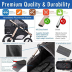 Coche Deportivo para Correr con Ruedas de Goma Confort / Entrada sin Cremallera / Plegado Rápido con Una Mano / Estructura de Aluminio para Perros, Gatos y Mascotas Pequeñas o Medianas (Camuflaje Verde)