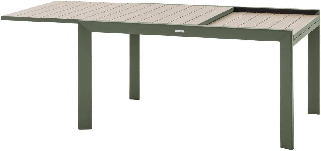 Hespéride - Table de Jardin Extensible Evasion Beige - 10 Places - Aluminium Antirouille Aluminium Effet Bois - Rallonge Coulissante