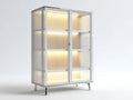 Vitrine moderne en verre avec éclairage LED et structure métallique