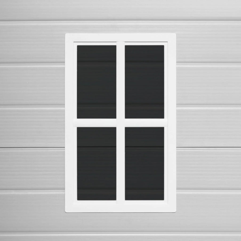 WASABI Abri de Jardin en Résine Unit 1.4 - Assemblage Simple - Fenêtre à lumière du Jour - Panneaux de 12mm d'épaisseur - Plancher Inclus - Blanc Gris - Cabane de Stockage extérieur en PVC 1,37m2