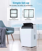 GarveeTech Climatiseur mobile 5-en-1 10000 BTU – Refroidissement, déshumidification, ventilation, mode Follow-Me – 2 vitesses, minuterie 24h, silencieux