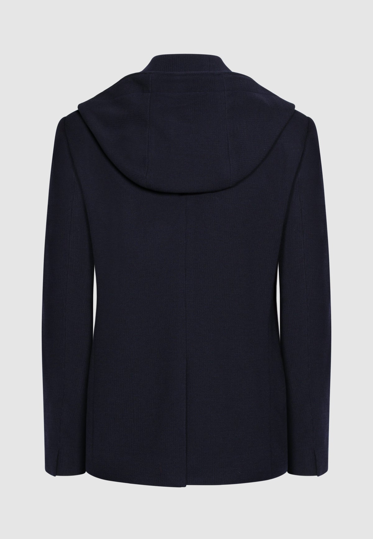 Veste à capuche bleu marine en laine et coton