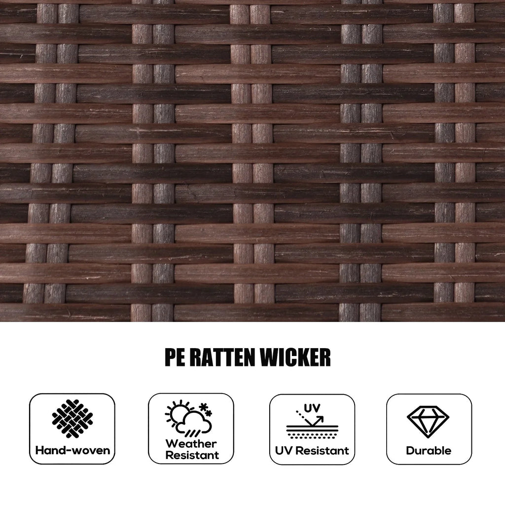 7 Pieces Outdoor Rattan Wicker Patio Round Dining Set with Cushions by Moda Furnishings