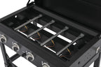METRO PROFESSIONAL Barbecue Plancha à Gaz avec 4 Brûleurs Dayton, Acier Inoxydable, 14.8 kW, Allumage par Impulsion, 4 roulettes Pivotantes, Pliable, Noir