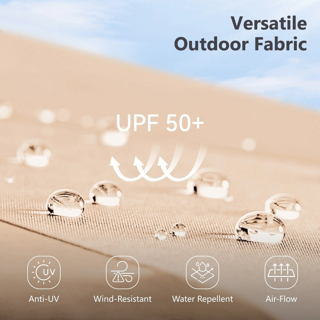 15-foot Rectangular Crank Double-sided Outdoor Market Umbrella Solar LED Lighted Patio Umbrella with Base Included