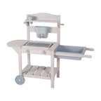 Cocina móvil de juego "Mud & Play BBQ" para niños – Madera certificada FSC – Acabado en gris grabado