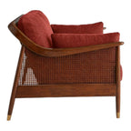 Marika 1 Seater Teak Wood & Rattan, Antique Brass Sofa
