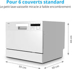 MEDION Lave-vaisselle de table DWT 60 (capacité 6 couverts, 7 programmes, affichage LED, 47dB, MD37496), blanc