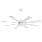 65 Inch 8-Blade Black LED Ceiling Fan with Light and Remote
