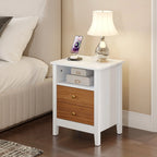 Nightstand Set of 2 with Charging Station End Side Table with 2 Drawers with USB Ports and Outlets Bedside Bed