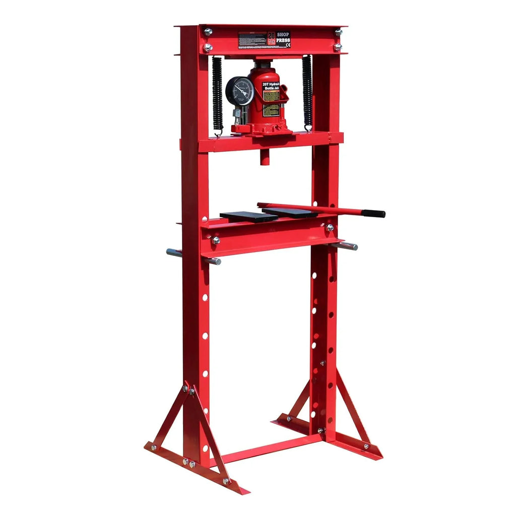 Wiltec presse hydraulique 20t, cadre atelier, 680x600x1500mm, vérin + manomètre