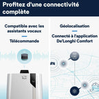 DELONGHI Pinguino PAC EX130 CST Climatiseur mobile WiFi avec fonction de déshumidification, version Pro jusqu'à 120 m³ Blanc