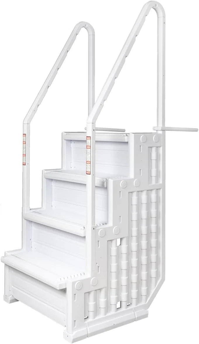 Escalones antideslizantes Aqua Select para piscinas elevadas | Azul | Para piscinas sobre tierra | Se pueden montar en terrazas de 48" a 54" de altura | Escalera de seguridad con capacidad hasta 250 lbs