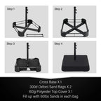 15-foot Rectangular Crank Double-sided Outdoor Market Umbrella Solar LED Lighted Patio Umbrella with Base Included