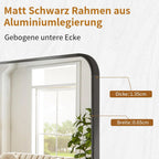 Koonmi miroir sur pied avec coins arrondis, 76 x 171 cm, grand miroir mural sur pied pour chambre à coucher et salon, noir