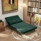 HOMCOM Sofa Bed 2 Seater Folding Sofa Bed Upholstered in Velvet with 5 Levels Adjustable Backrest and Padded Pillows for Office Bedroom Living Room 102 x 73 x 81 cm Beige