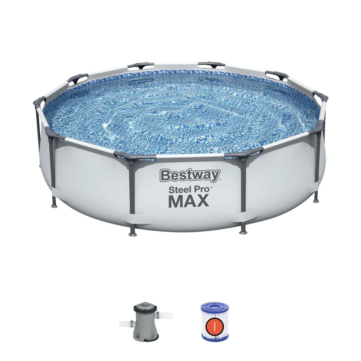 Piscina Desmontable Tubular Bestway Steel Pro Max 305x76 Cm Con Depuradora Cartucho 1.249 L/h