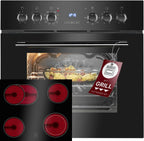 Bomann, Four avec plaque de cuisson à induction, Cuisinière encastrable avec 4 zones de cuisson et 9 fonctions de four, Capacité utile de 56 l, Thermostat réglable séparément, EHBC7937, Noir
