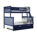 Max & Lily Solid Wood Bunk Bed, Twin over Full with Storage Trundle and Ladder for Kids