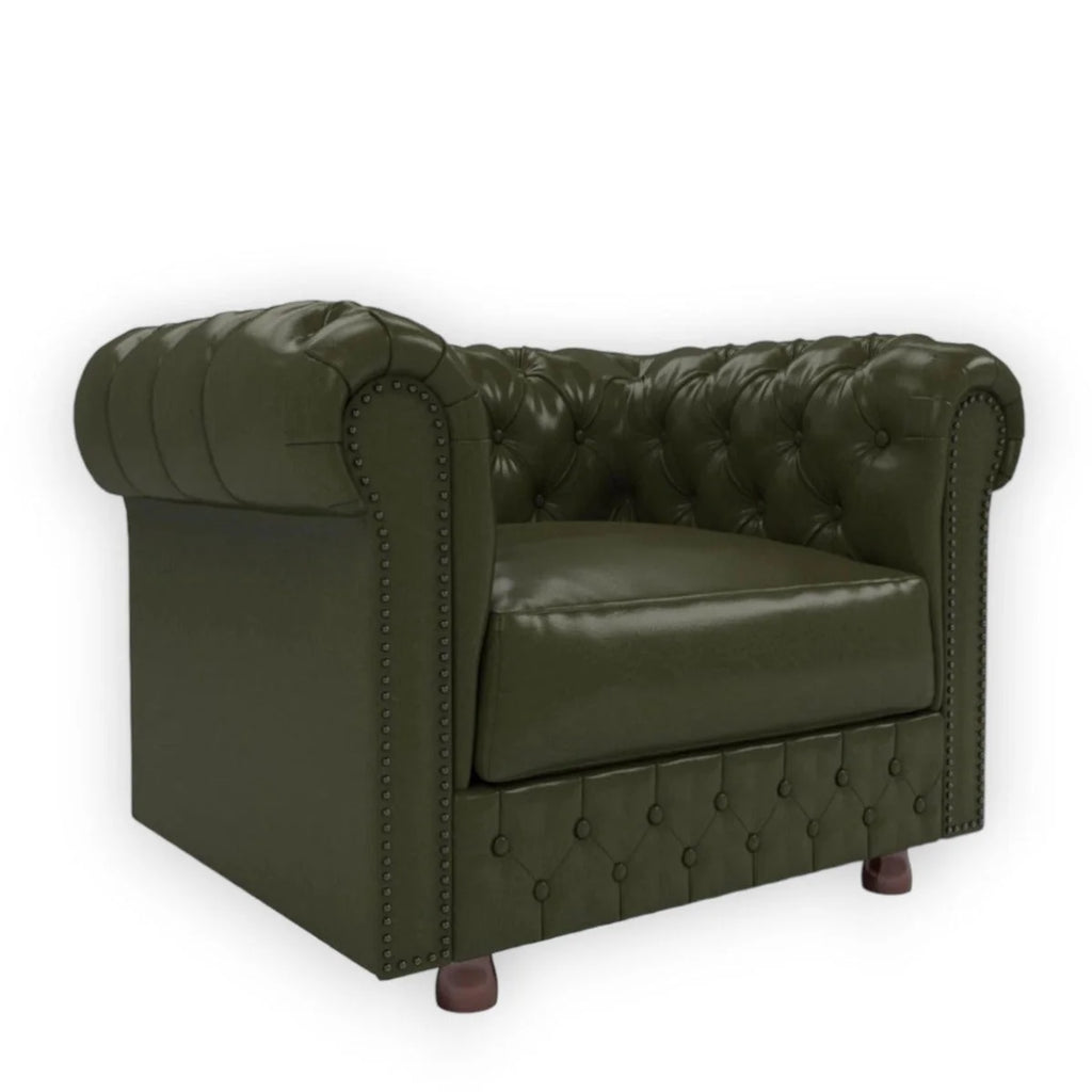 Nismaaya Base Traditional Chesterfield 1 Seater Sofas Bottle Green