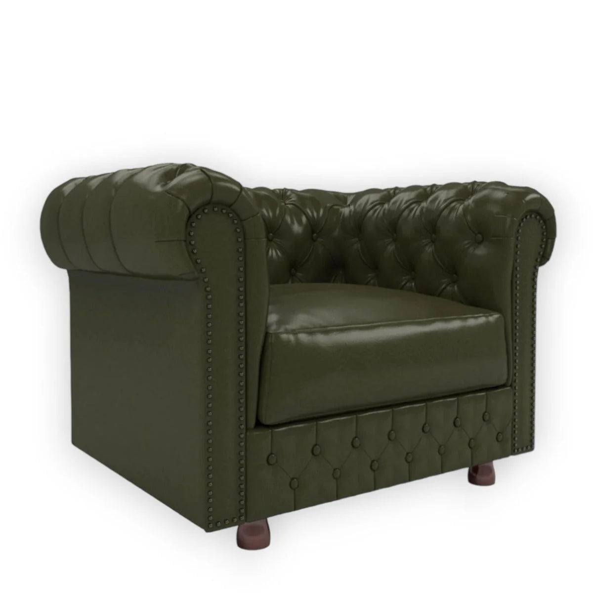 Nismaaya Base Traditional Chesterfield 1 Seater Sofas Bottle Green