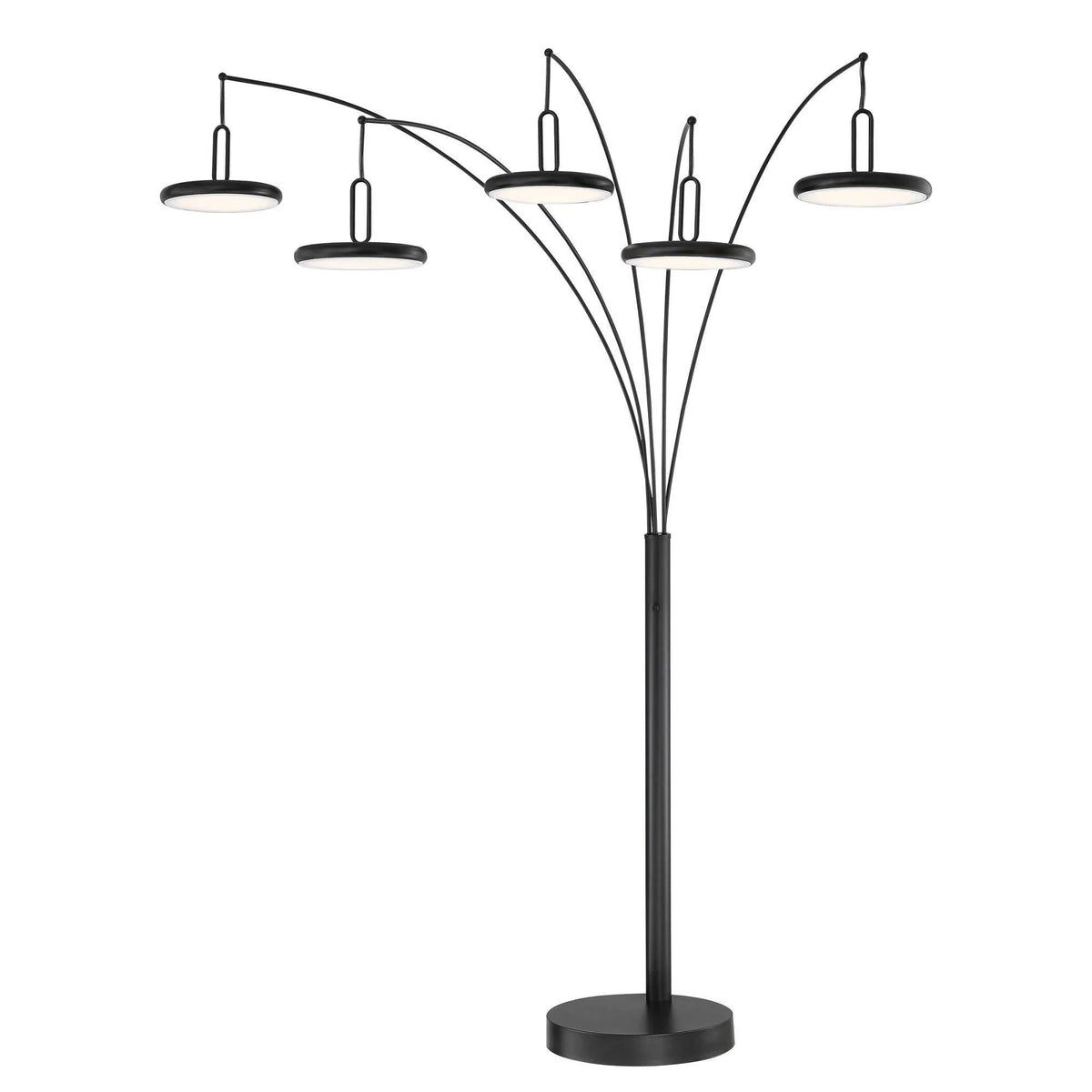 LS-83279BLK Sailee – Lámpara de Piso Arco de 90 pulgadas, 75W, 5 luces LED