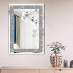 Ruomeng Miroir mural rectangulaire en cristal écrasé avec diamant pour décoration de la maison, pour salle de bain, entrée et chambre à coucher, 50,8 x 71,1 cm
