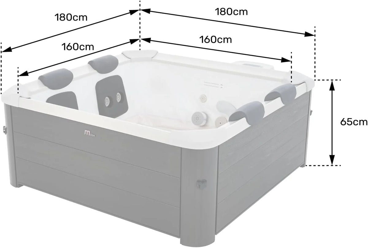 Spa Rigide connecté carré 180 cm MSPA Oslo Aero Plus – Spa 6 Places – Jets air et Eau – Lot de 8 filtres Inclus