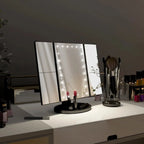 Espejo de Maquillaje Iluminado Espejo de Tocador Inteligente con Luces, 10X de Magnificación, Ajustable, 22 Luces LED