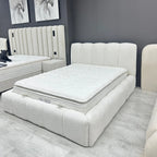 Lit Coffre Panoramique LED avec 2 Chevets et Matelas