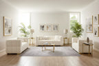 85" Modern Waffle Fabric Couch, Leisure Comfortable Sofa