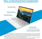 HP 17-cp2003sf Ordinateur Portable 17,3" FHD IPS, PC Portable (AMD Ryzen 5 7520U, RAM 16 Go, SSD 512 Go, AMD Radeon Graphics, Windows 11), Laptop Argent, Clavier AZERTY