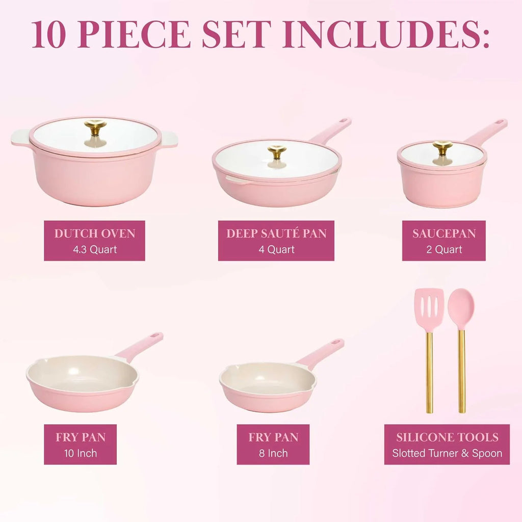 Paris Hilton Cast Aluminum Cookware Set, Pink