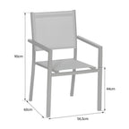 Lot de 8 chaises en aluminium anthracite - textilène gris Happy Garden