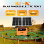 FarmNix 48KM Électrificateur Clôture Electrique Solaire, 6KV-12KV avec Panneau Solaire 15W & Batterie 7Ah 12V, 0.3-1.5J pour élevage d'animaux de berger, pour ferme, pâturage, jardin