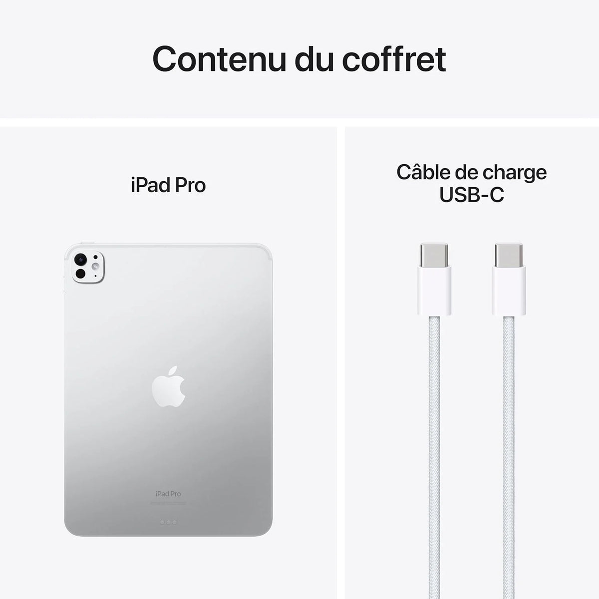 Apple iPad Pro 11 (M4) : Écran Ultra Retina XDR, 512 Go, Caméra Avant 12 Mpx Horizontale/Appareil Photo arrière 12 Mpx, Scanner LiDAR, Wi-FI 6E, Autonomie d’Une journée, Verre Standard - Argent