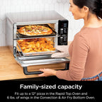 Ninja - Four double intelligent 12 en 1 DCT451 avec FlexDoor, thermomètre, FlavorSeal, finition intelligente, convection supérieure rapide et fond frit à l'air, acier inoxydable