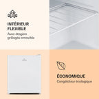 Klarstein Mini Congelateur Armoire, Petit Congélateur pour la Chambre et la Maison, Mini congélateur 33L, Congelateur Petite Taille avec Etagère, Econome en Energie, Appareil à glaçons et Grattoir