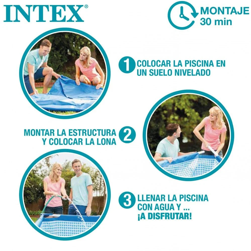 Piscina Desmontable Tubular Rectangular Pvc 450x220x84 Cm Azul Intex Con Depuradora