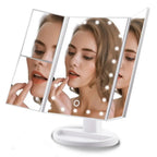 Espejo de Maquillaje Iluminado Espejo de Tocador Inteligente con Luces, 10X de Magnificación, Ajustable, 22 Luces LED
