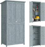 Outsunny Armoire de Jardin, Armoire extérieure de Rangement en Bois avec 2 Portes verrouillables, 2 étagères et 10 Crochets, Toit en Asphalte étanche, pour Balcon, terrasse, 85 x 54 x 170 cm, Gris