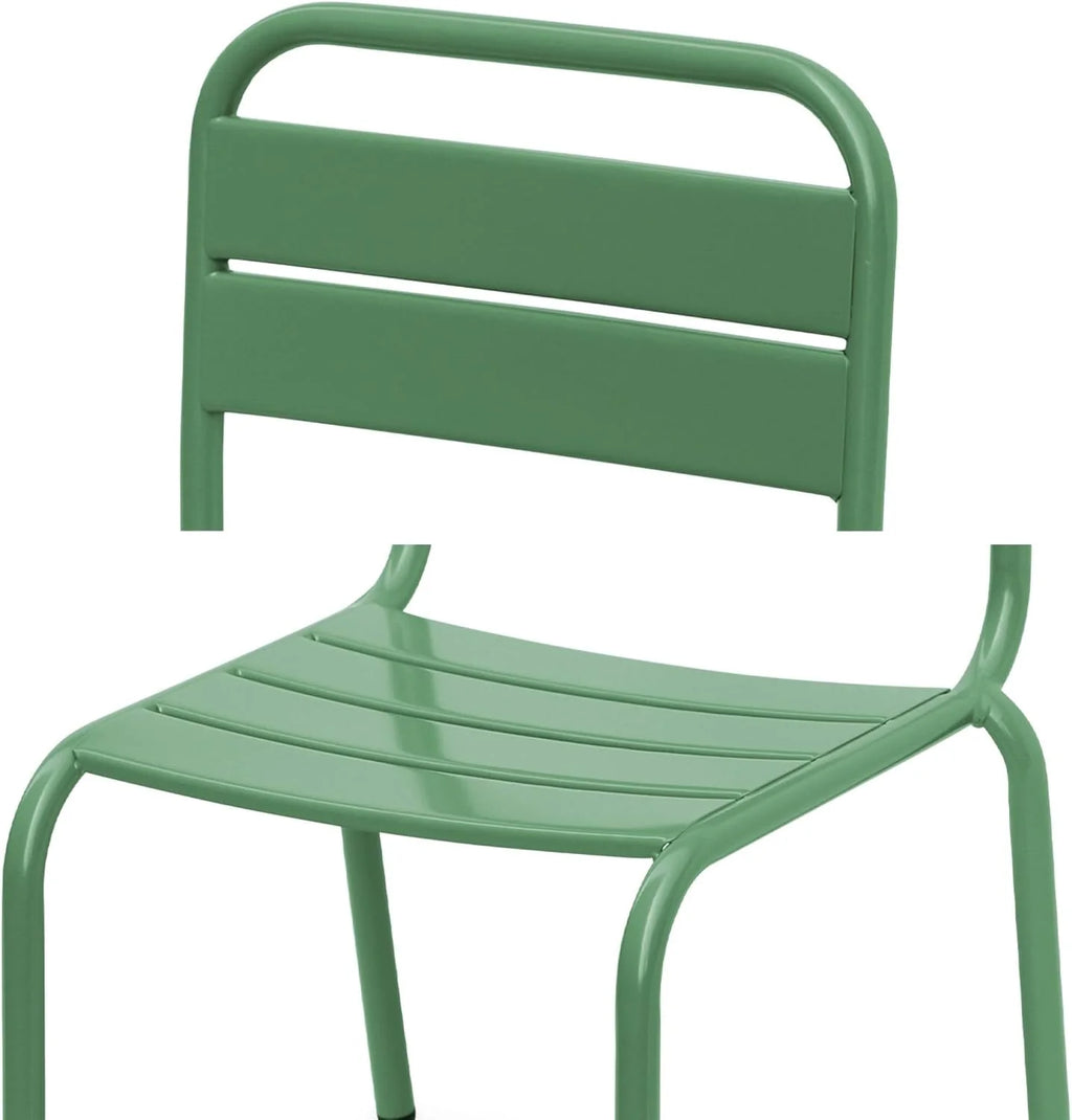 sweeek - Table de Jardin Enfant métal + 2 assises Vert de Gris Anna. 48x48cm
