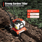 Rotavator de jardin 52 cc - Moteur à 2 temps - Désherbage portable - Cultivateur de motobineuse - Pour labourer, agriculter, arracher les sillons, désherber