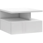 Mesita de noche suspendida Roma blanco brillante, con diseño minimalista de 35,5 cm de ancho