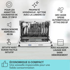 Mini Lave Vaisselle de Table de 8 Couvert,Silencieux,6 Programmes de Lavage,Portable,Facile à Installer pour la Maison et Bureau -