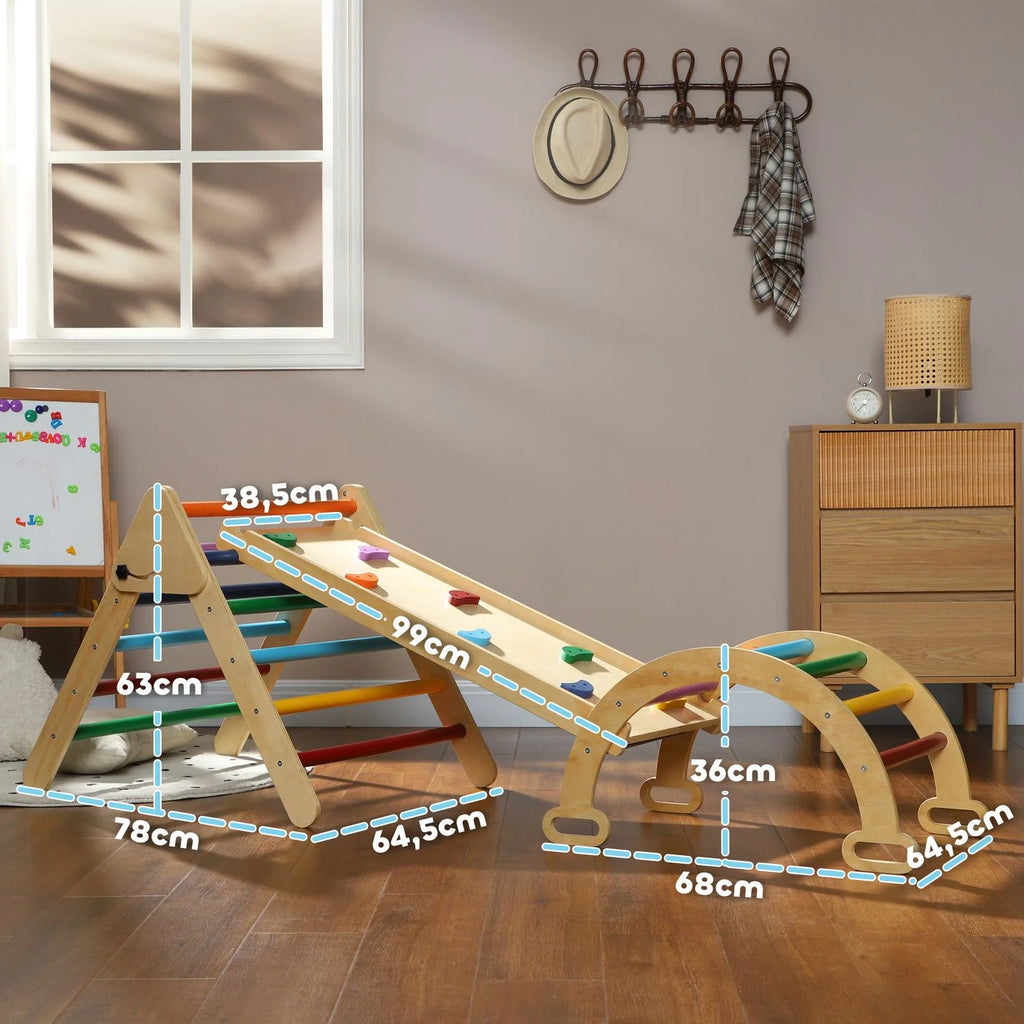 Triángulo De Escalada De Madera 5 En 1 Multicolor Aiyaplay