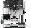 NINJA Machine à café Luxe Essential 2-en-1, Latte, Cappuccino et Espresso avec broyeur à grains et mousseur à lait intégrés, facile à utiliser, 2 préréglages mousse, argent, ES501EU