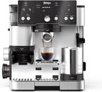 NINJA Machine à café Luxe Essential 2-en-1, Latte, Cappuccino et Espresso avec broyeur à grains et mousseur à lait intégrés, facile à utiliser, 2 préréglages mousse, argent, ES501EU